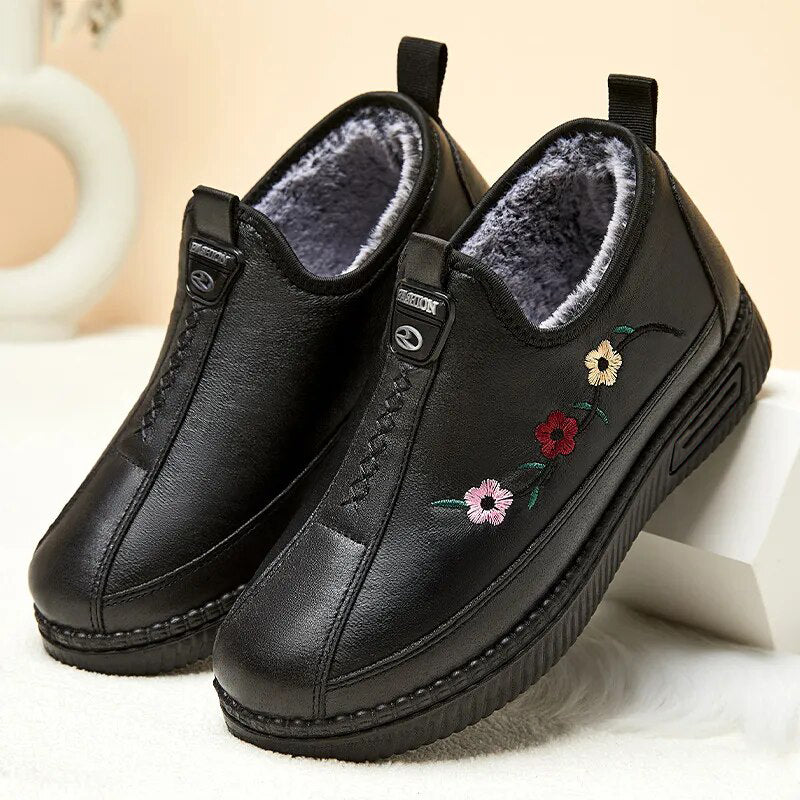 Flower Leather Winter Boot